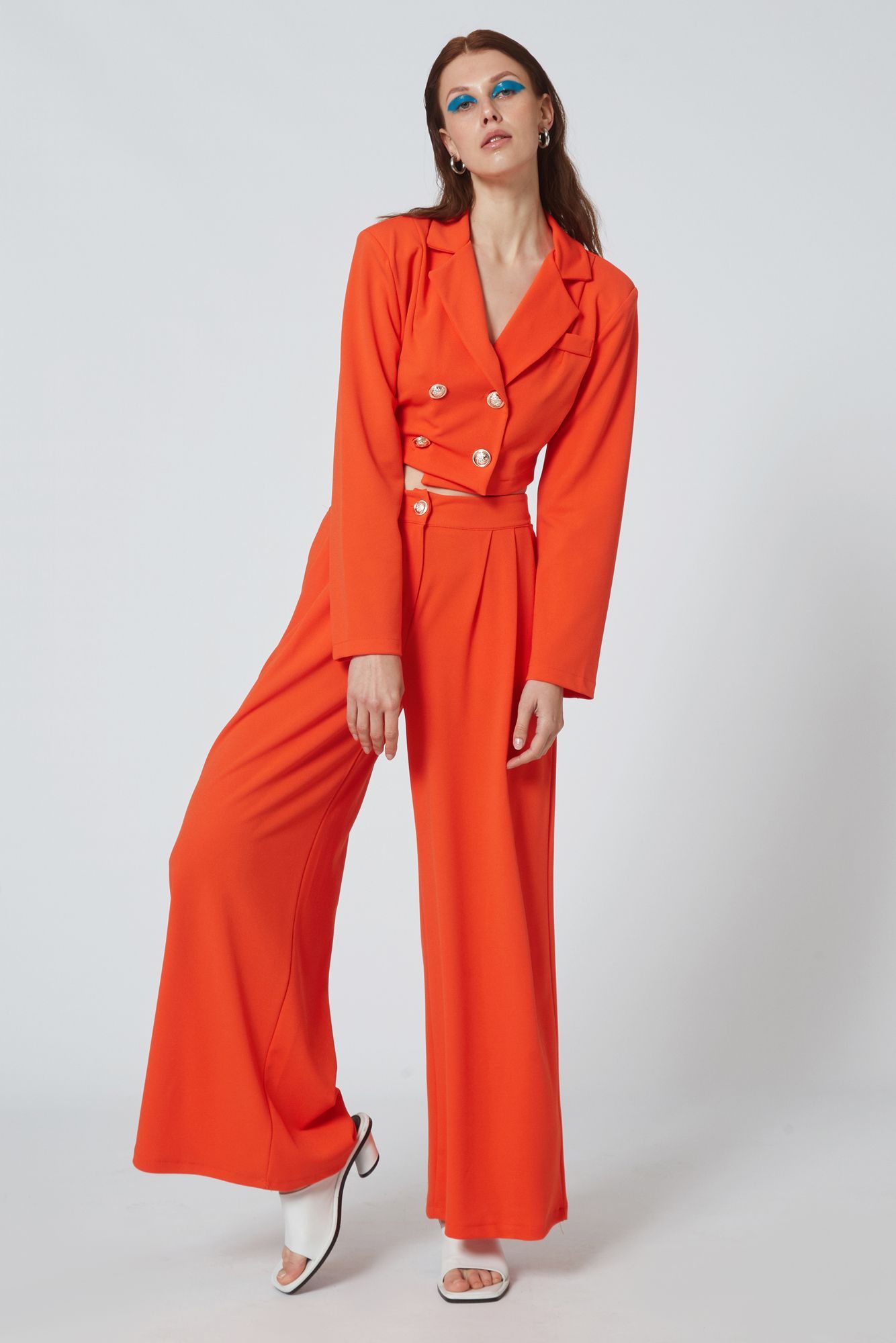 Wide leg trouser and suit co-ord in orange